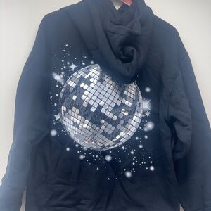 Wild Fable Women's Black Disco Ball Sequin Hoodie